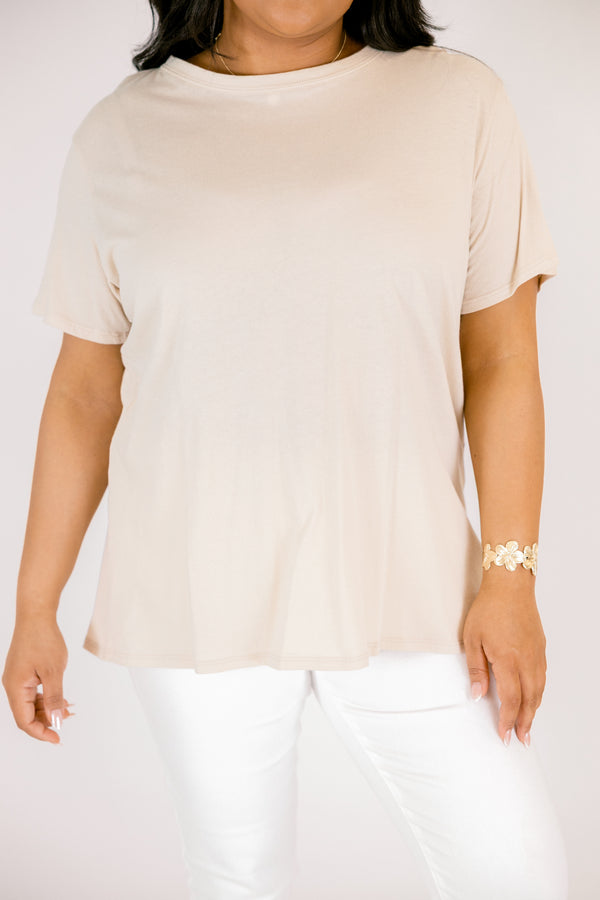 String of Luck Tee, Sand Beige