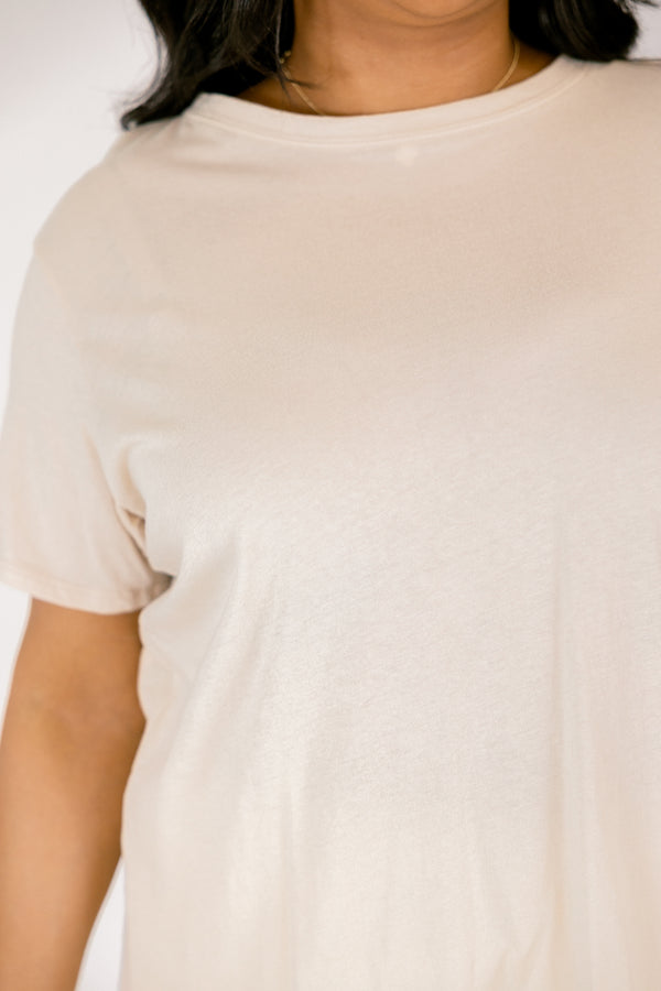 String of Luck Tee, Sand Beige