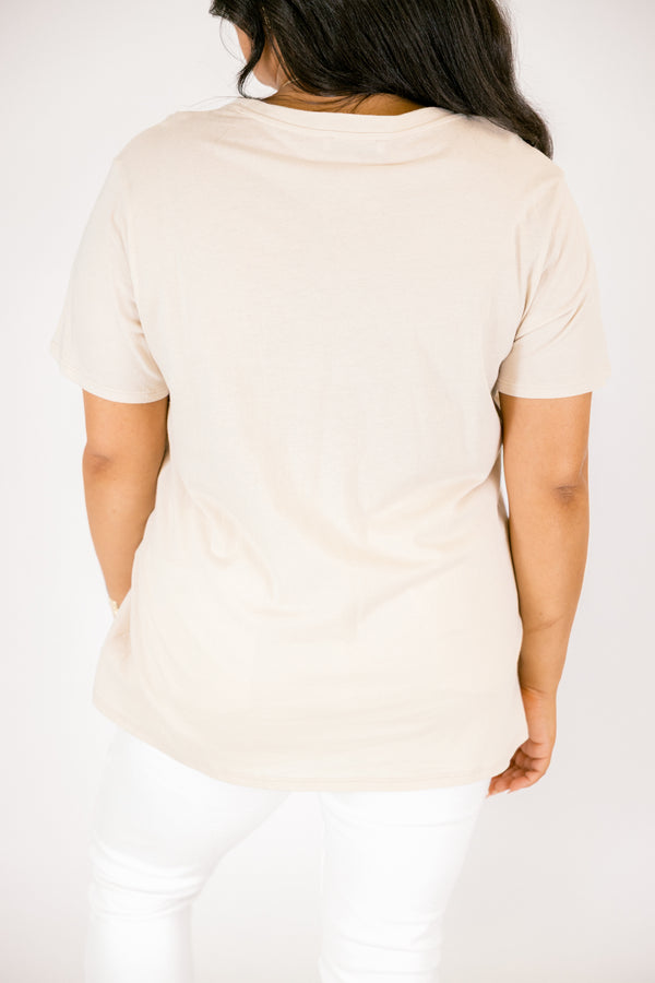 String of Luck Tee, Sand Beige