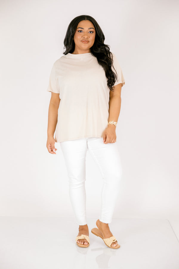 String of Luck Tee, Sand Beige