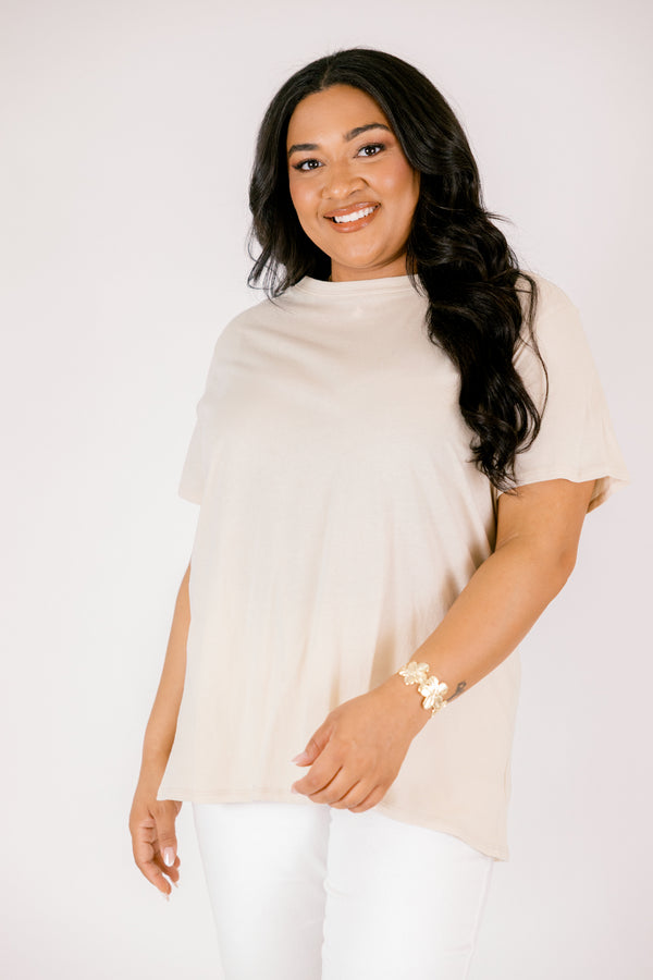 String of Luck Tee, Sand Beige