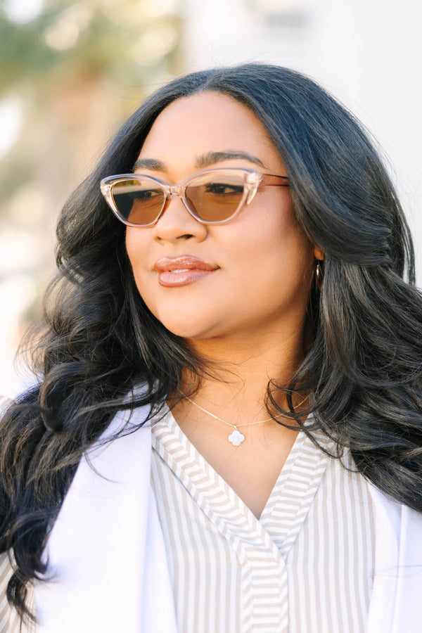 Chic Soul plus size clothing, yellow clear sunglasses with a cat-eye shape 