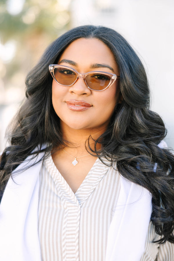 Chic Soul plus size clothing, yellow clear sunglasses with a cat-eye shape 