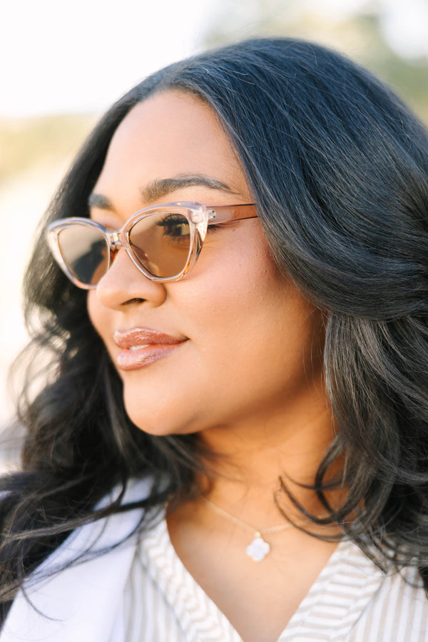 Chic Soul plus size clothing, yellow clear sunglasses with a cat-eye shape 