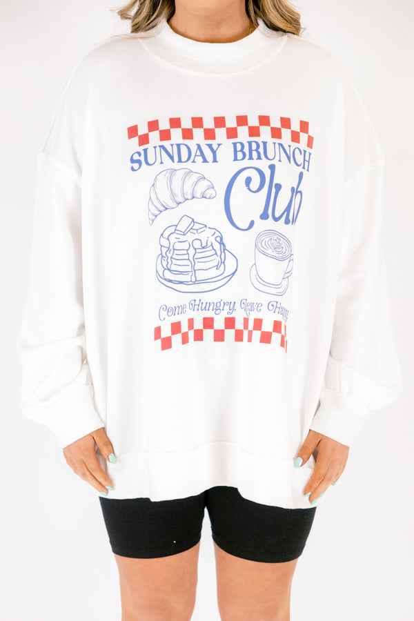 Chic Soul plus size clothing, ivory long sleeve mock neck pullover with red and white checkered pattern and 