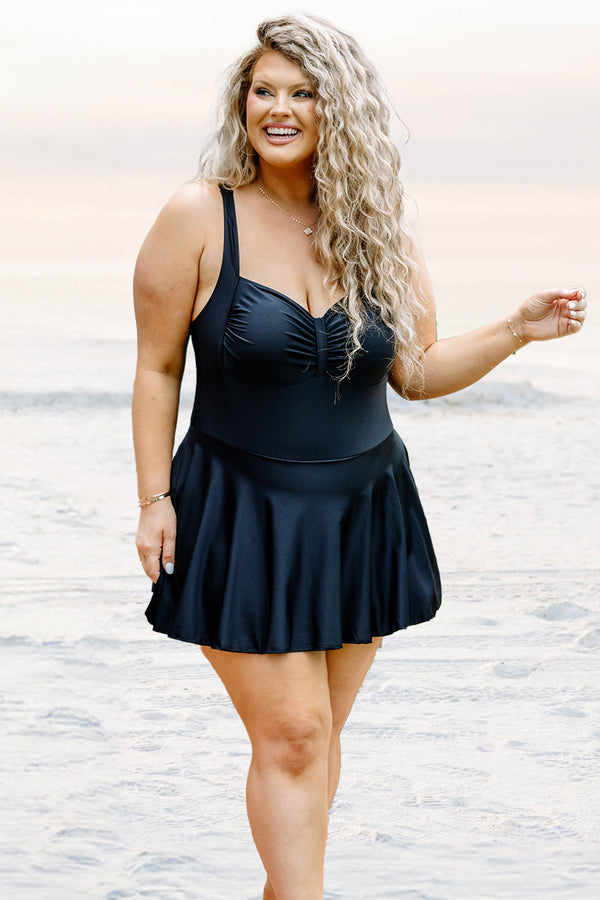 Chic Soul plus size clothing, black swim dress