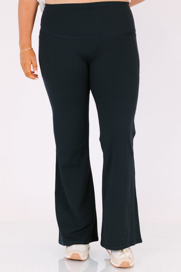 Chic Soul plus size clothing, black flare athletic leggings