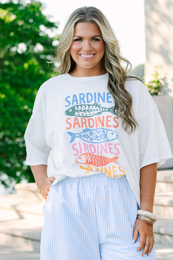 Chic Soul plus size clothing, white short sleeve cropped tee with multicolored 