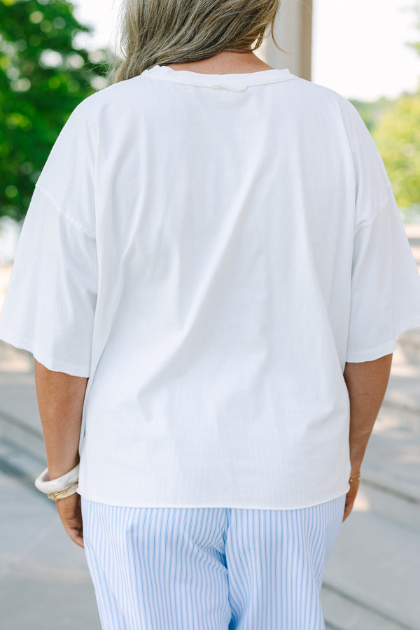 Chic Soul plus size clothing, white short sleeve cropped tee with multicolored 