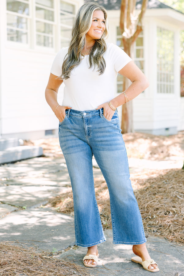 chic Soul plus size clothing, medium wash flair leg blue jeans 