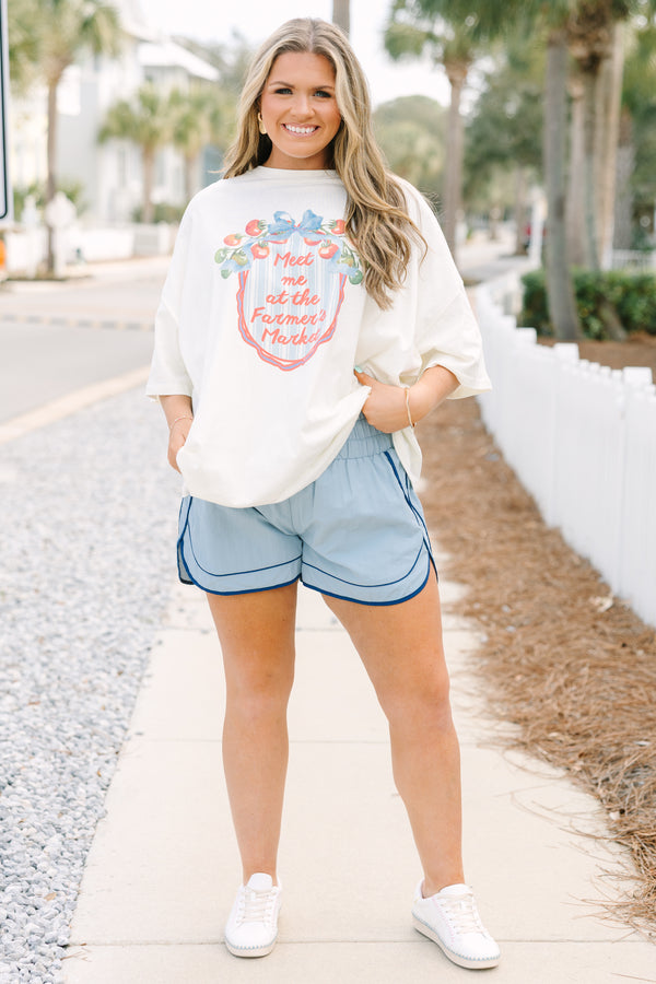 Chic Soul plus size clothing, ivory short sleeve graphic tee with the saying 