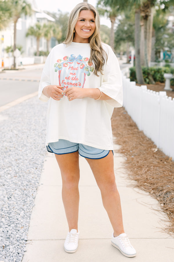 Chic Soul plus size clothing, ivory short sleeve graphic tee with the saying 