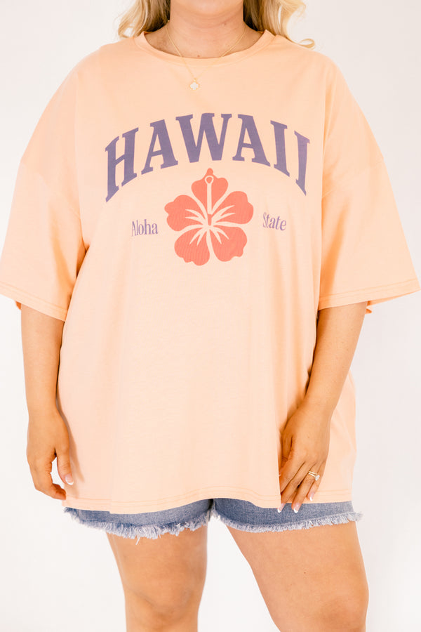 Chic Soul plus size clothing, light peachy pink oversized tee with 