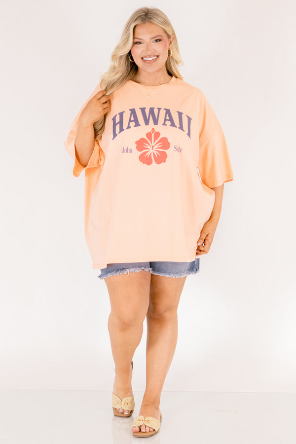 Chic Soul plus size clothing, light peachy pink oversized tee with 