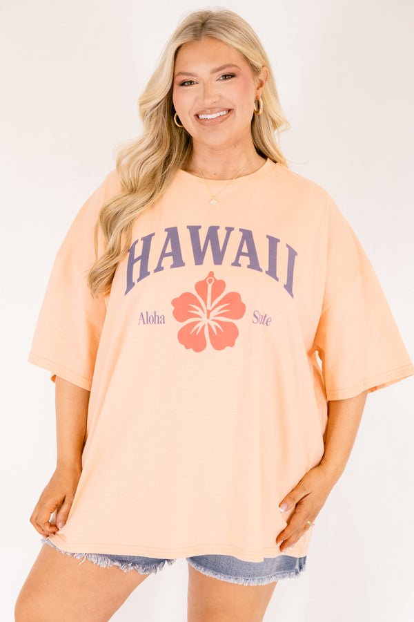 Chic Soul plus size clothing, light peachy pink oversized tee with 