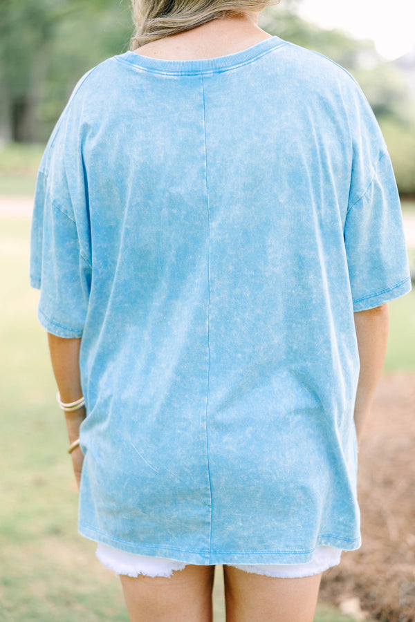 Vintage USA Acid Wash Relaxed Tee, Deep Sky