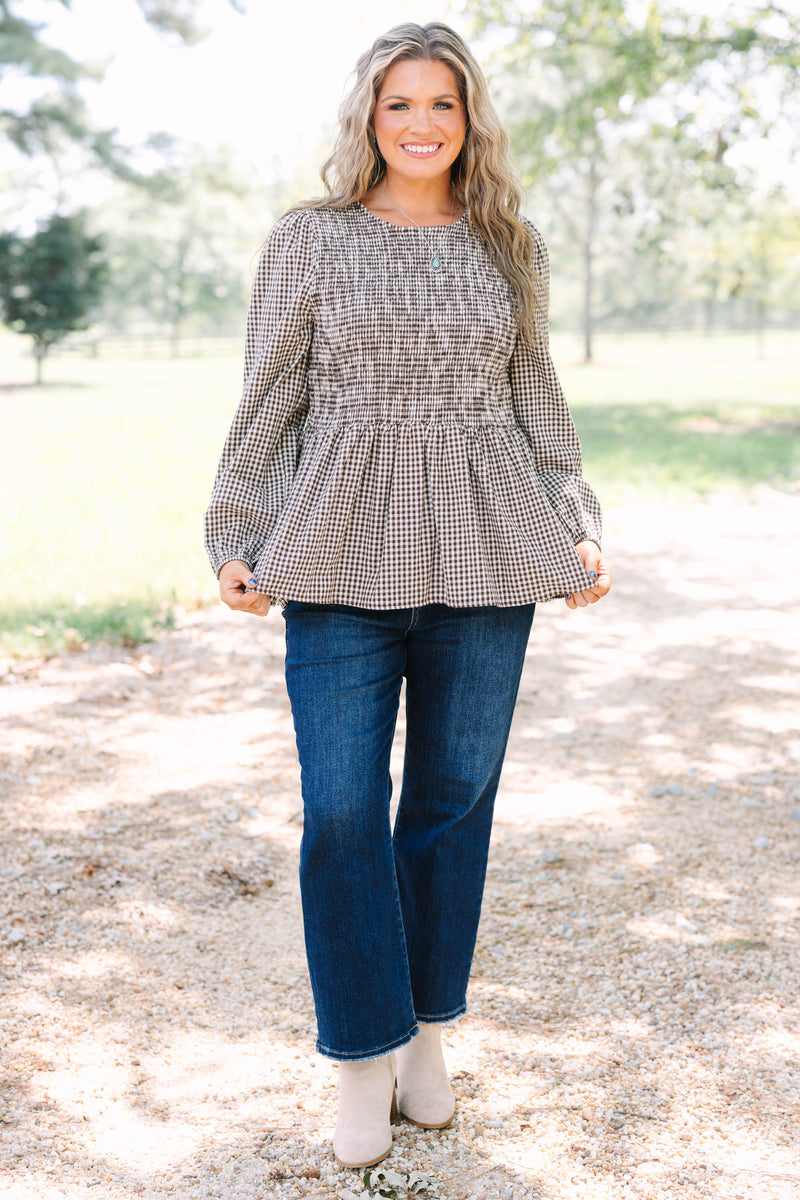 Wallflower Kisses Top, Brown Gingham – Chic Soul