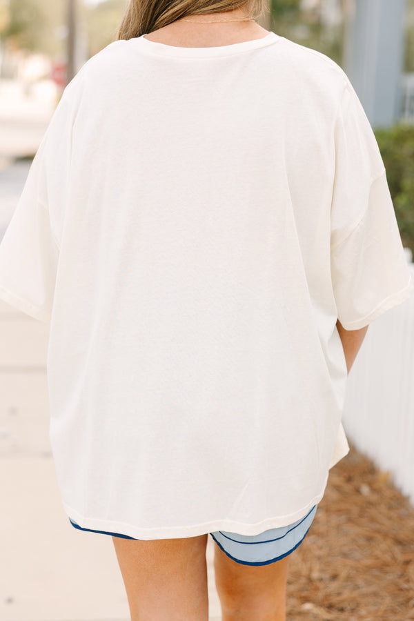 Chic Soul plus size clothing, ivory short sleeve graphic tee with the saying 