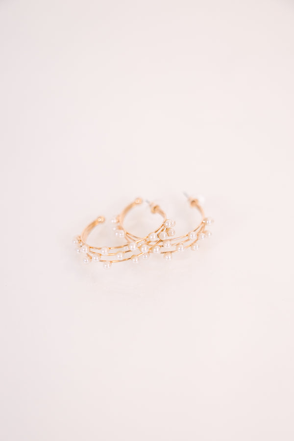 Chic Soul plus size clothing, gold hoop earrings with pearl accents throughout 