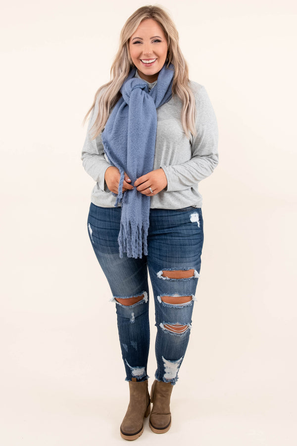 accessories, scarf, blue, fringe