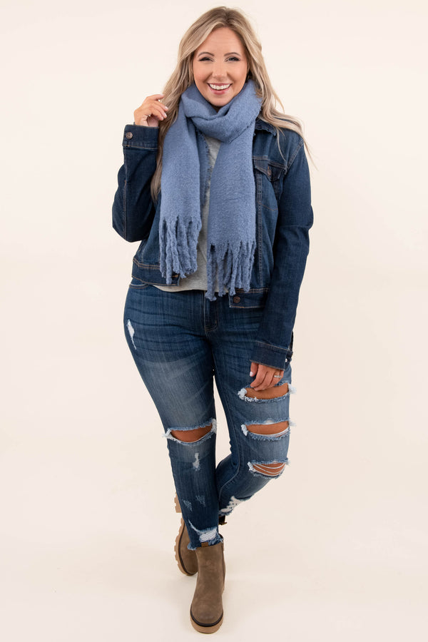 accessories, scarf, blue, fringe