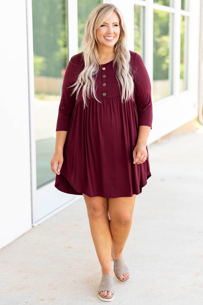 On My Terms Dress, Burgundy – Chic Soul