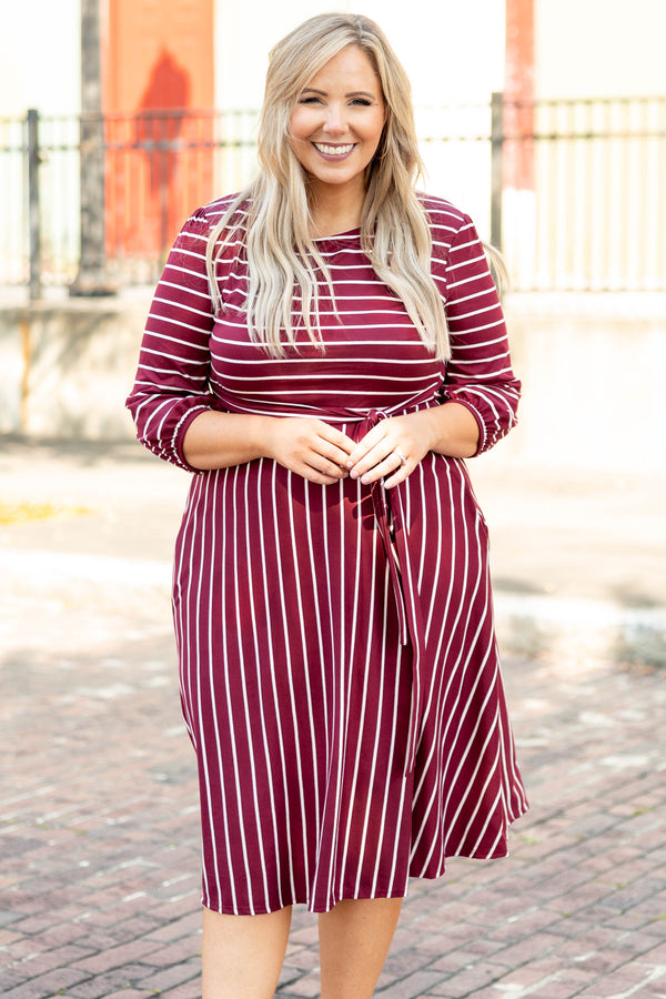 Holding Hands On The Boardwalk Dress, Wine