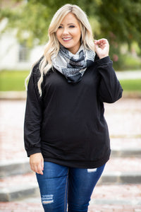 New PLUS SIZE Womens SOFT BLACK SLOUCHY LONG SLEEVE SHIRT TOP
