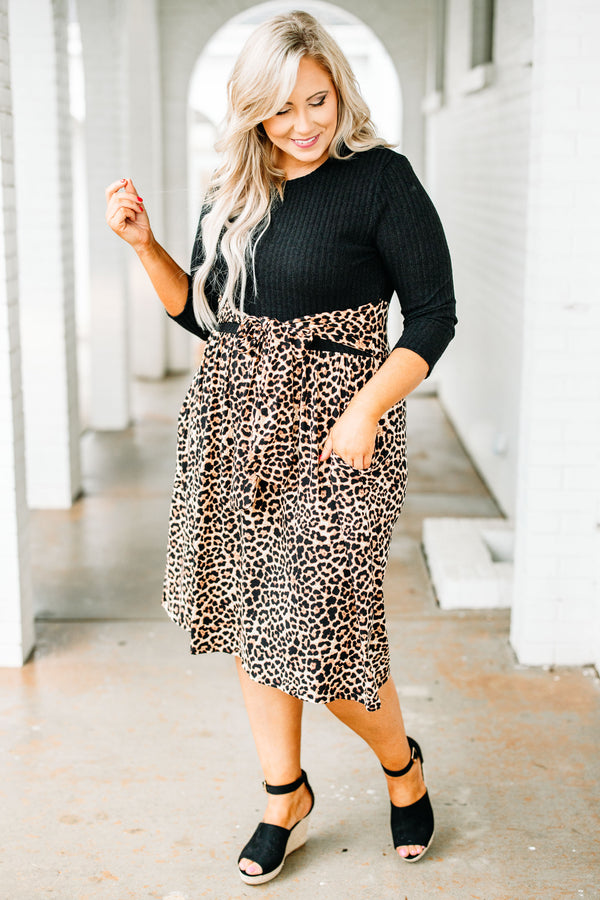 Three dots leopard on sale print midi skirt