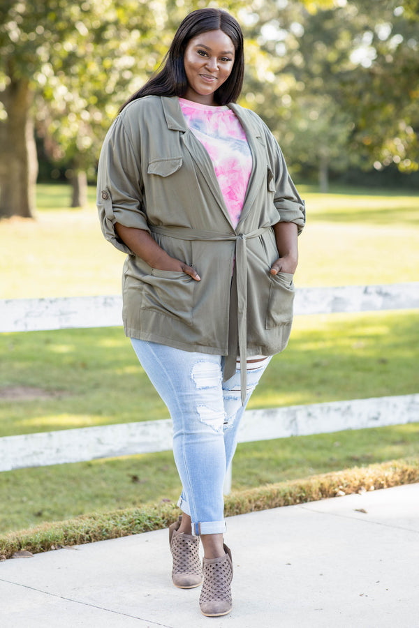 tie dye, pink, top, slouchy, figure flattering, flowy, long sleeve, round neck, colorful