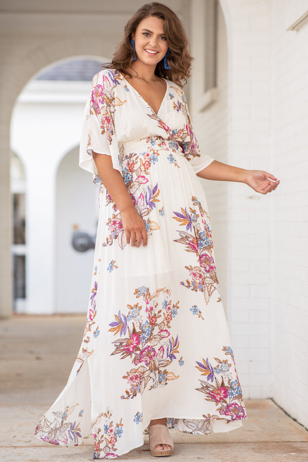 White floral maxi wrap dress Outlet