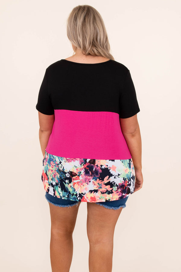 So They Say Top, Black-Fuchsia