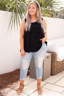 Black Babydoll Tank Top | Plus Size Clothing | Chic Soul