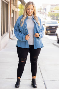 Feeling Too Much Top, Denim – Chic Soul
