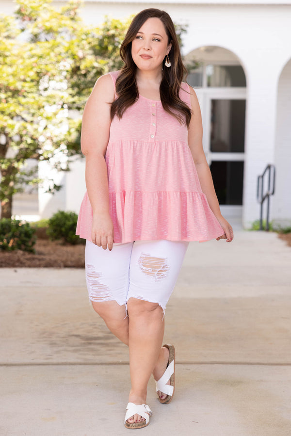 tops, tank, babydoll, pink, tank sleeve