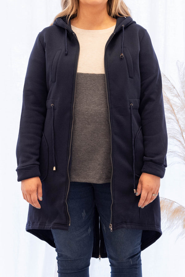 tops, jacket, navy, long sleeve, zup-up, long, winter, coat