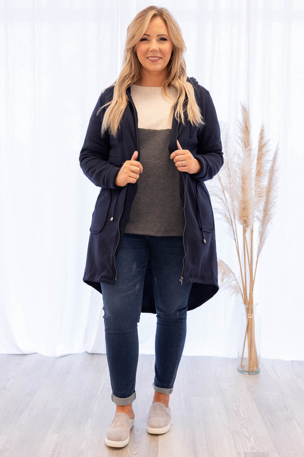 tops, jacket, navy, long sleeve, zup-up, long, winter, coat