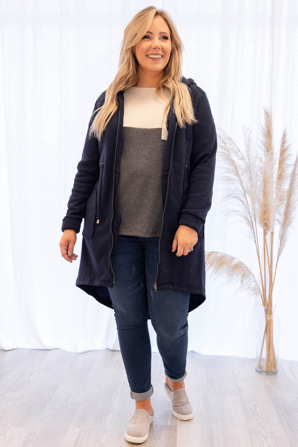 tops, jacket, navy, long sleeve, zup-up, long, winter, coat