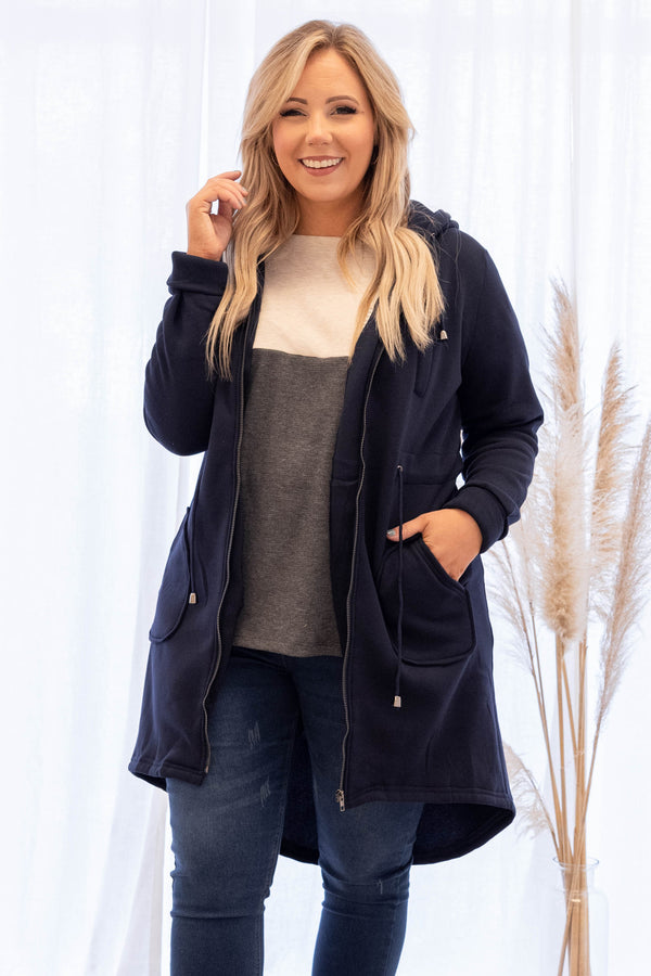 tops, jacket, navy, long sleeve, zup-up, long, winter, coat
