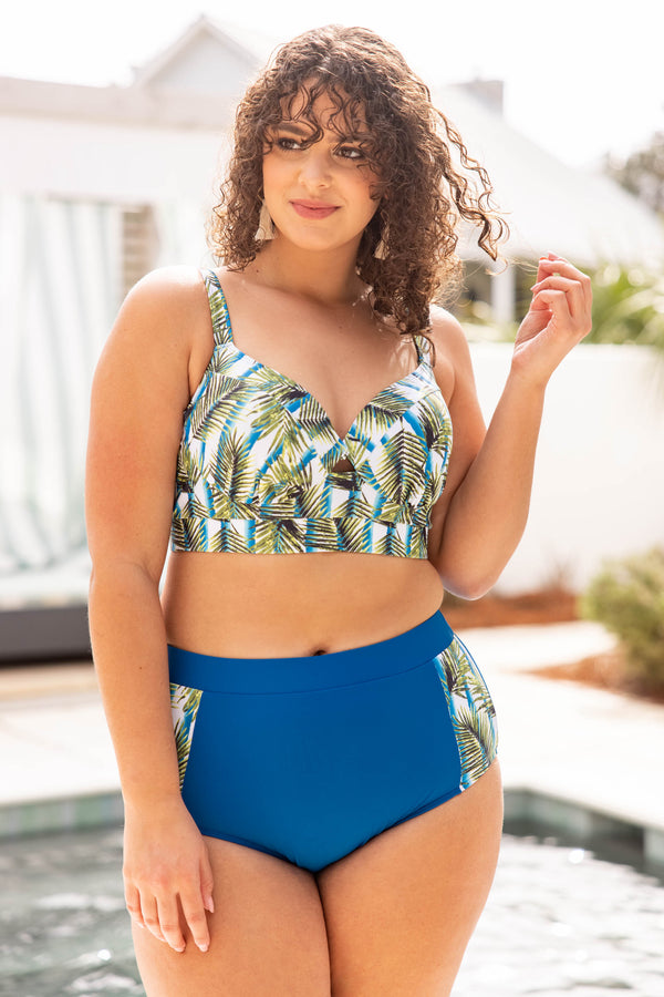 swimsuit, top, blue, floral 