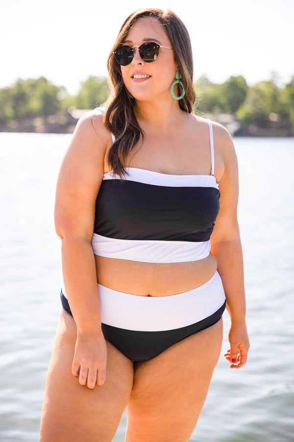 Hidden Islands Swim Top, Black-White – Chic Soul