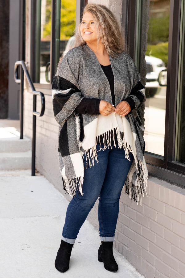 More To This Poncho, Ivory Black – Chic Soul