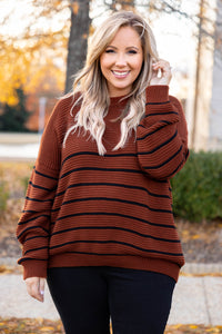 Cozy Crewneck Pullover, Rust – Chic Soul