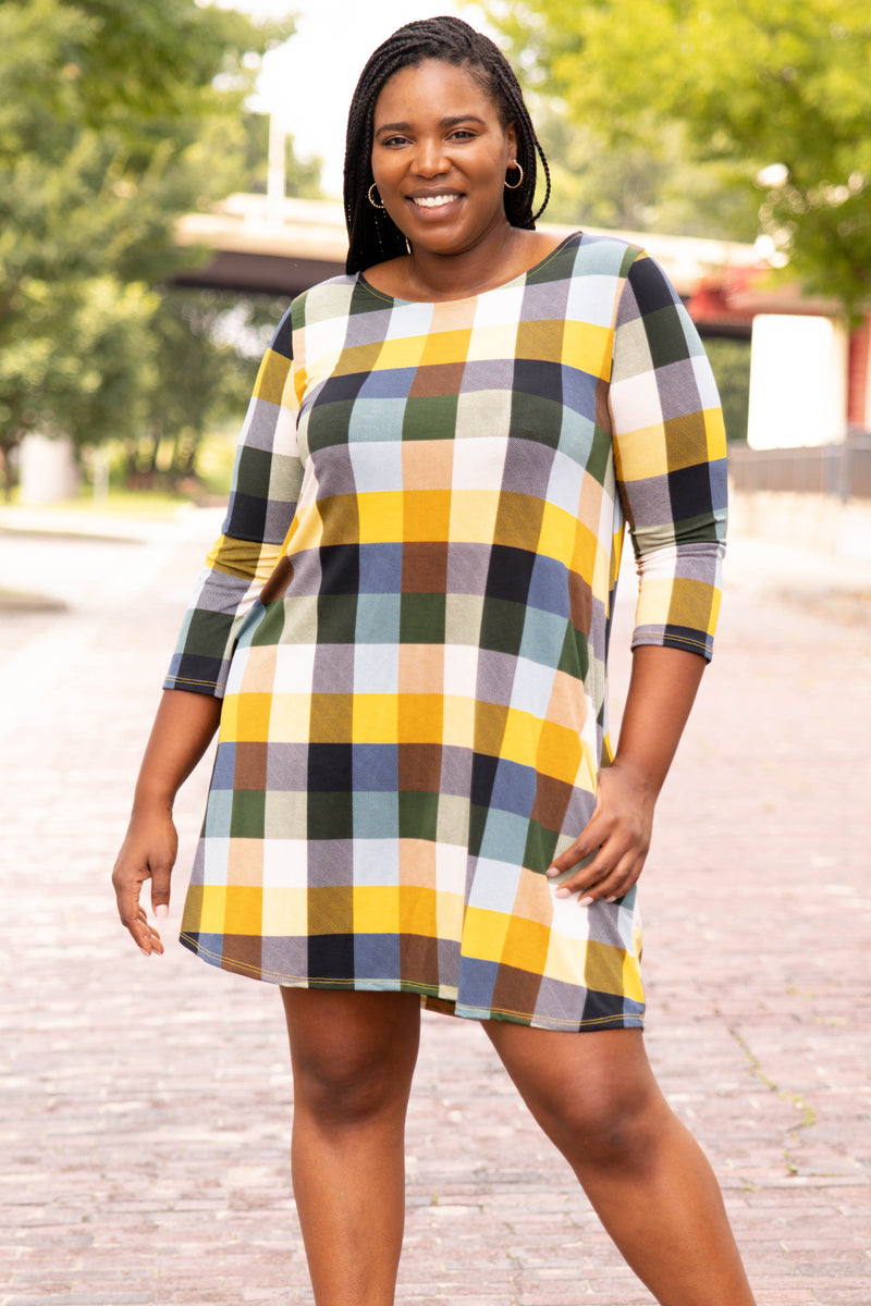 Mustard tartan clearance dress