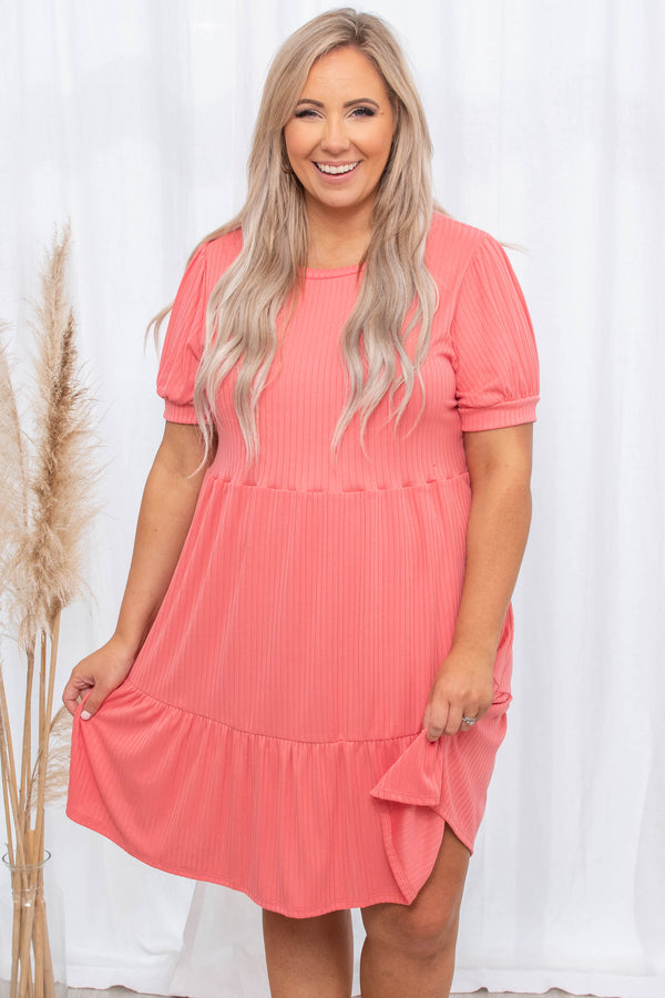 dresses, midi dress, mauve pink, solid, short sleeve, comfy