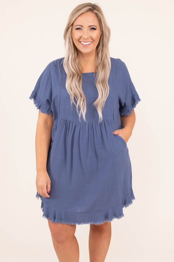 Running To Your Love Dress, Dusty Blue