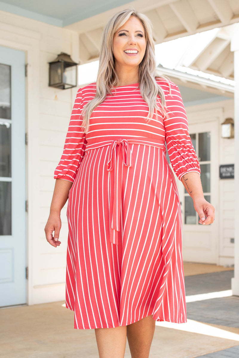 open lace back dress Coral Pink Midi Dress – Wood + Wave