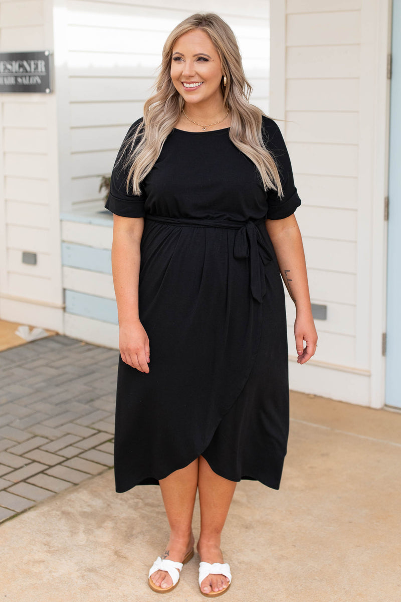 Hanas Dresses Fashion Women's Long Sleeve Dress V Neck Plain Ribbed Dress  Casual Solid Dress Black/L - Walmart.com