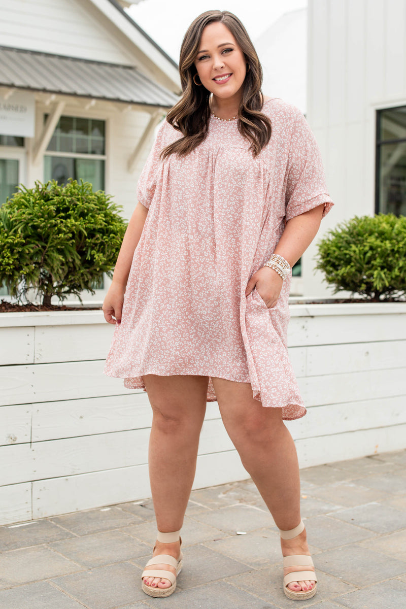 mauve casual dress Mauve Sack Dress and Black Floral Heels Old World New