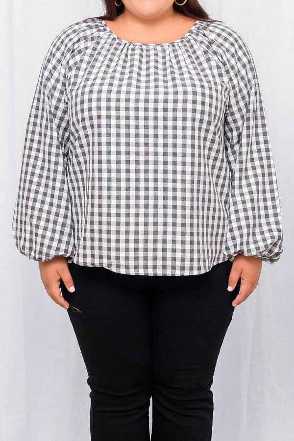 Uptown Girl Blouse, Charcoal